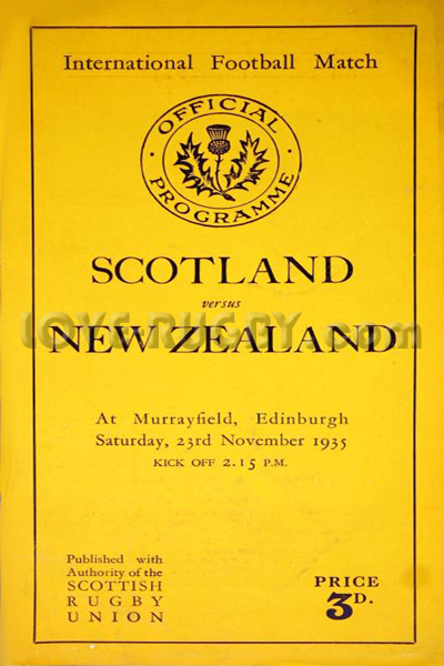 1935 Scotland v New Zealand  Rugby Programme